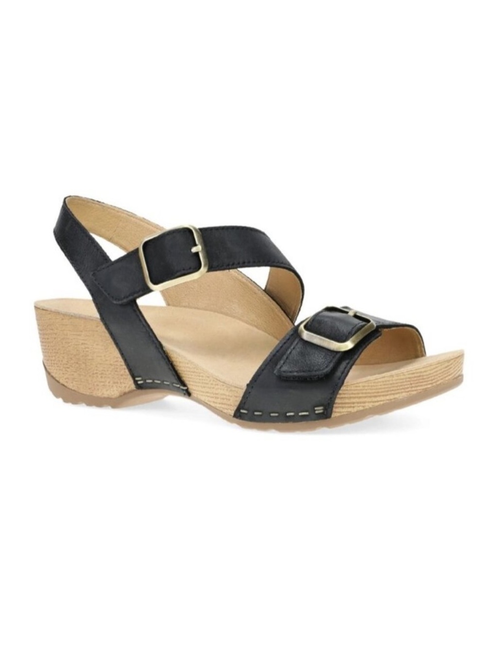 Dansko Trinity Black Leather Wedge Sandal Size 41